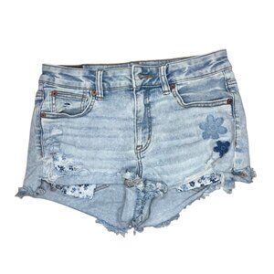 American Eagle High Rise Shortie Shorts Women's Size 4 Embroidered Distressed
